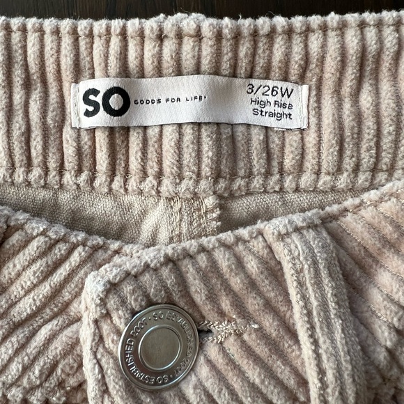 SO Goods For Life High Rise Straight Tan Wide Wale Corduroy Pants - Picture 2 of 11
